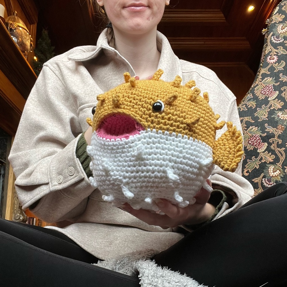 Hand Crocheted Ziggy the Puffer Fish Stuffed Animal Plushie! - Picture 5 of 13